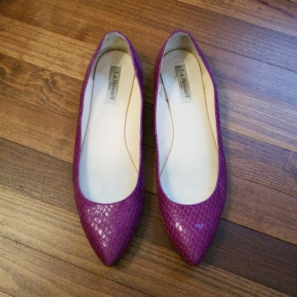 L.K. Bennett Purple Croc Flats 42